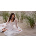 Ivory Lace Polka Dots Tulle Slit Flowing Wedding Dress